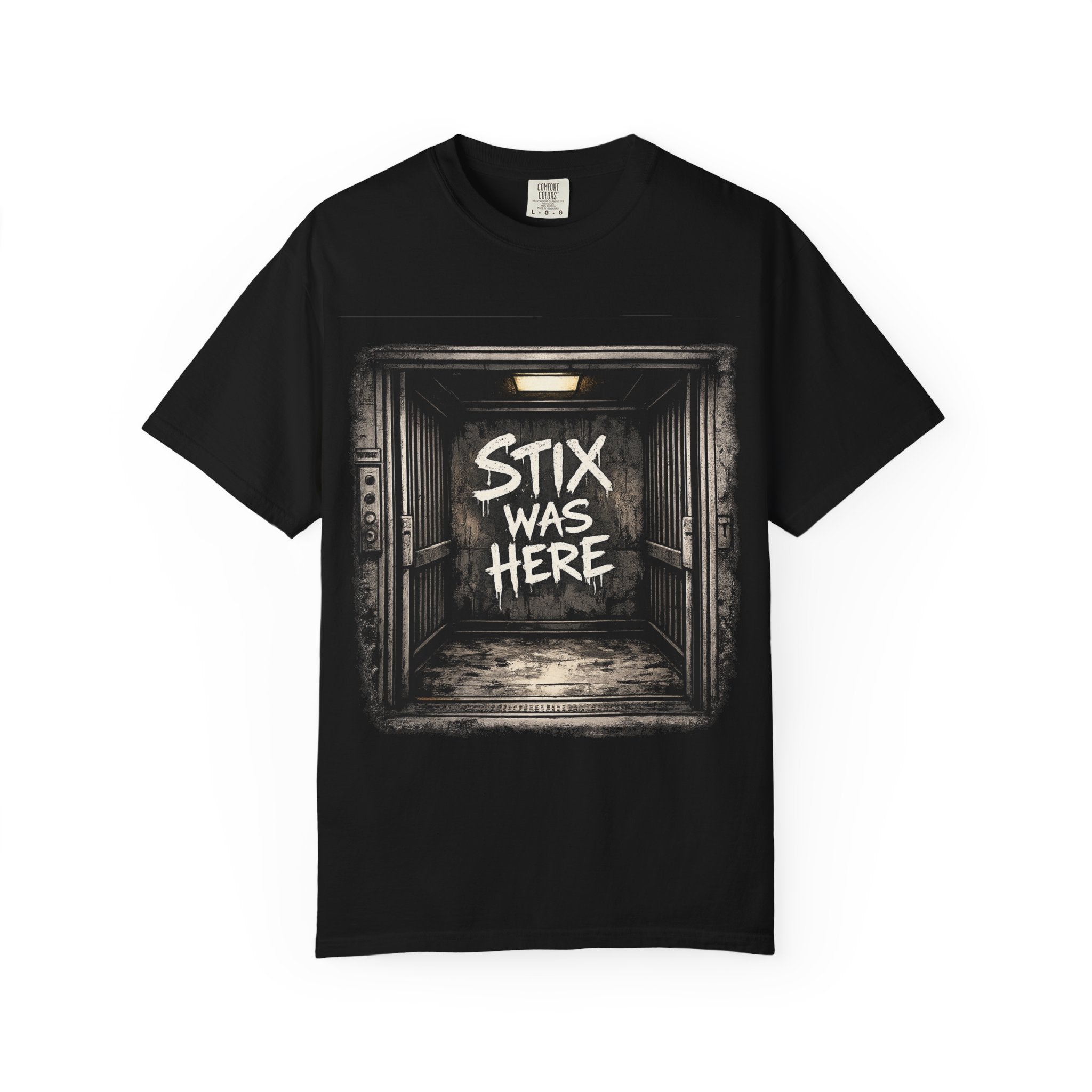 Stix Stonz 'Stix Was Here' Band Tee — Freight Elevator Graphic T-Shirt