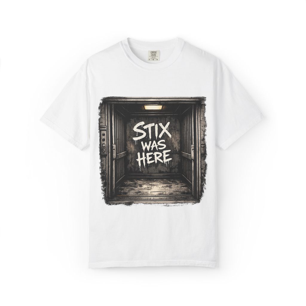 Stix Stonz 'Stix Was Here' Band Tee — Freight Elevator Graphic T-Shirt