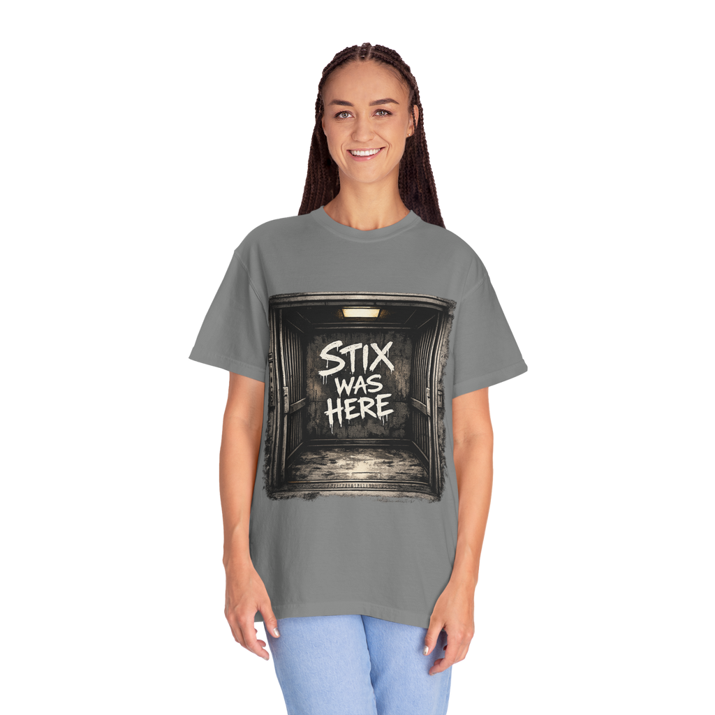 Stix Stonz 'Stix Was Here' Band Tee — Freight Elevator Graphic T-Shirt