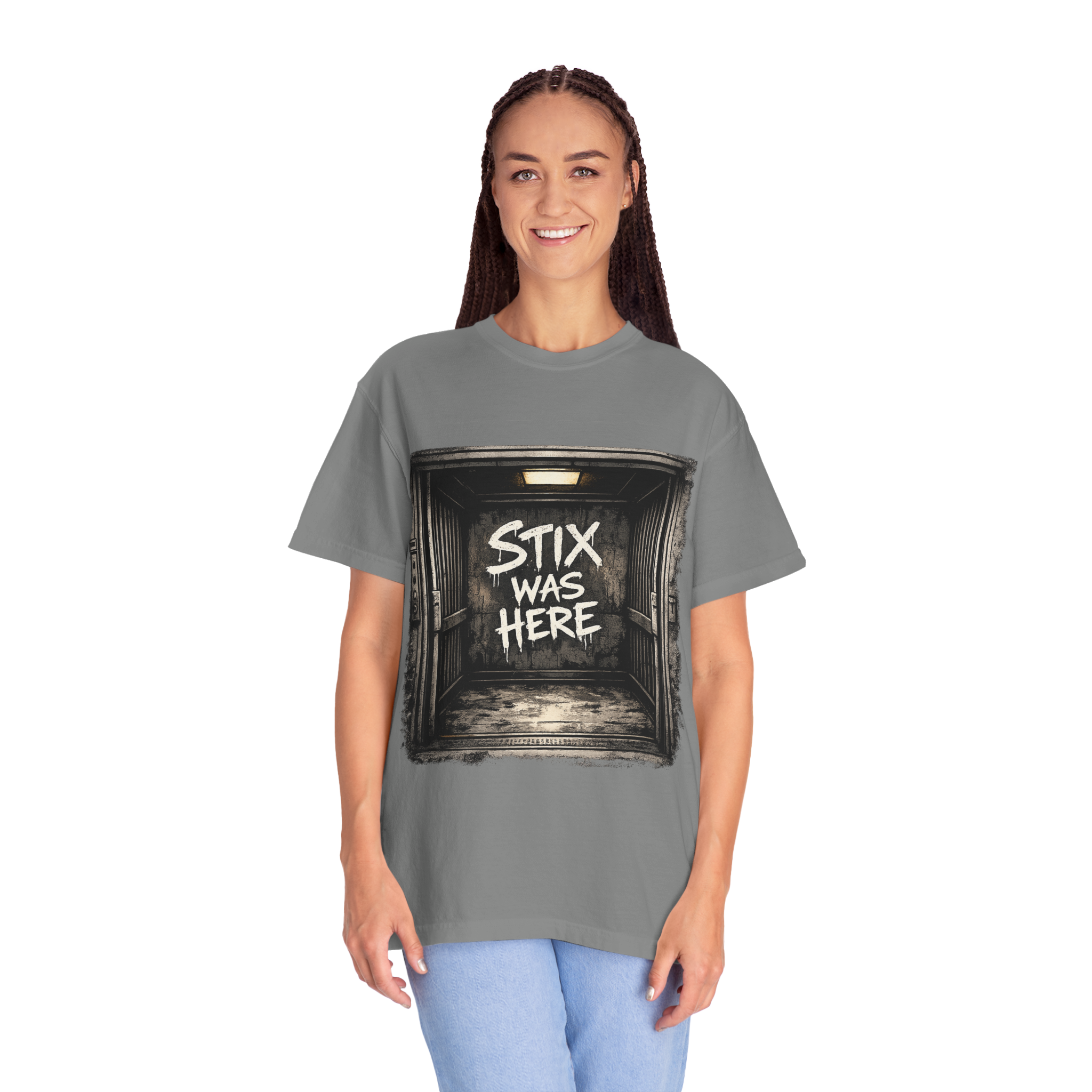 Stix Stonz 'Stix Was Here' Band Tee — Freight Elevator Graphic T-Shirt